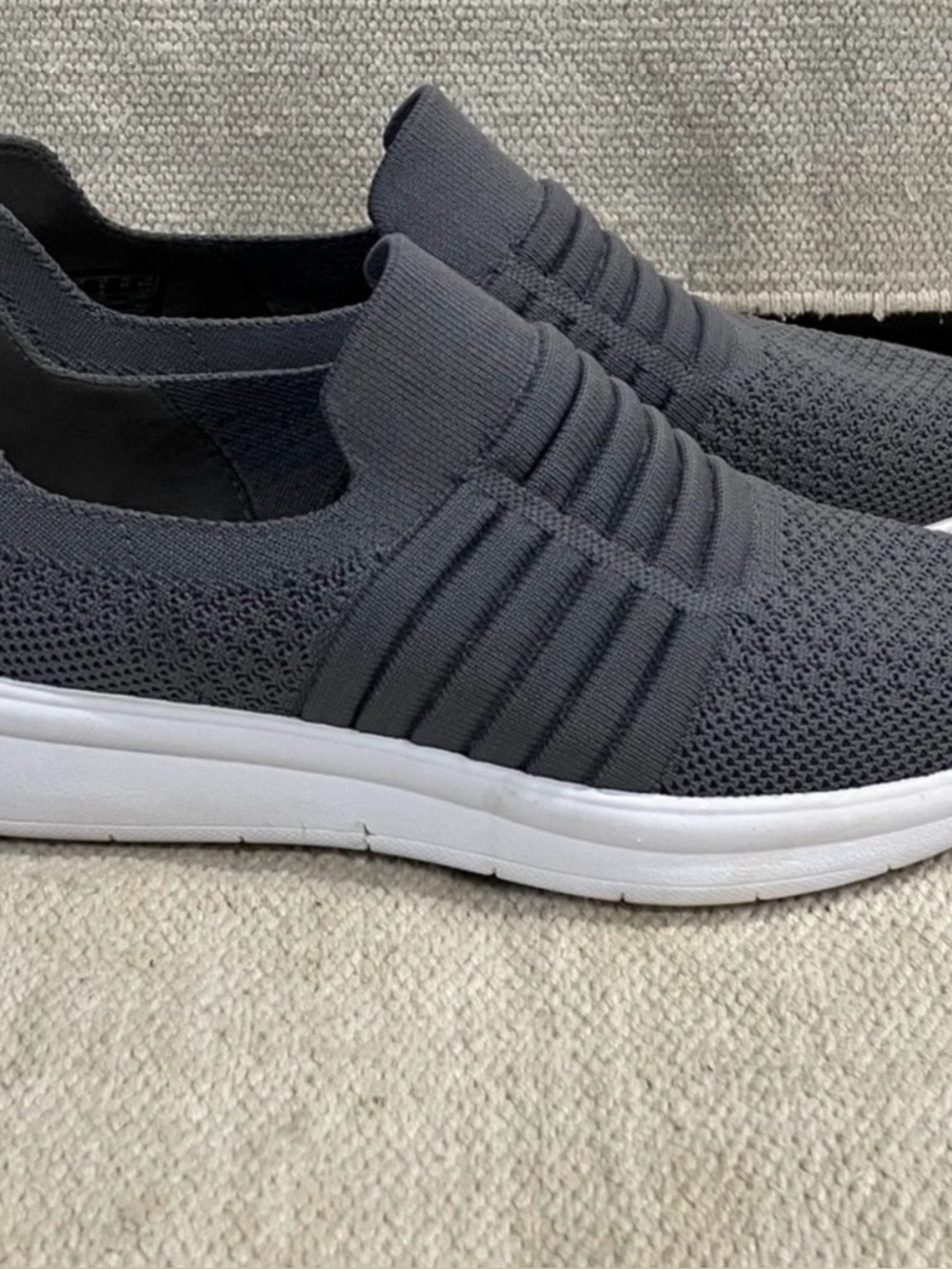 Cloudsteppers by Clarks Slip-On Knit Sneakers in Charcoal and White